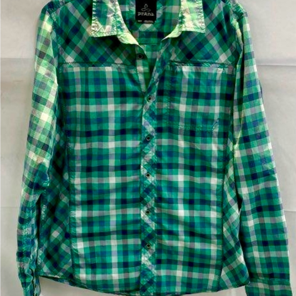 Men's Prana Plaid Casual Button-Down Shirt - Slim Fit Size Medium